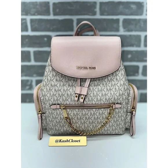 Michael Kors MK Jet Set Item Medium Chain Backpack -Powder Blush Multi - Picture 3 of 12